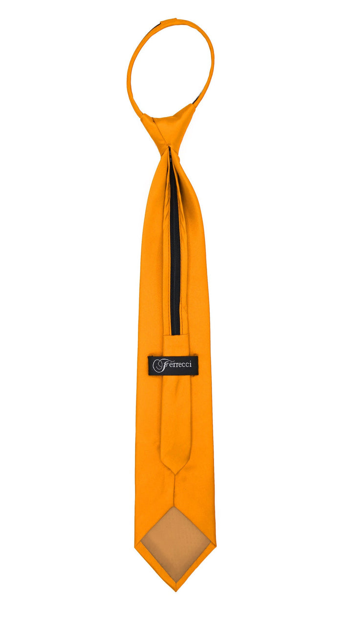 Satine Orange Zipper Tie with Hankie Set - FHYINC best men&