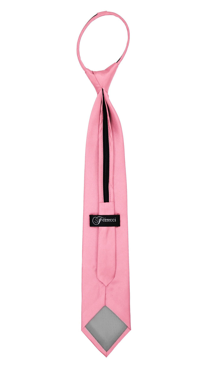 Satine Pink Zipper Tie with Hankie Set - FHYINC best men&