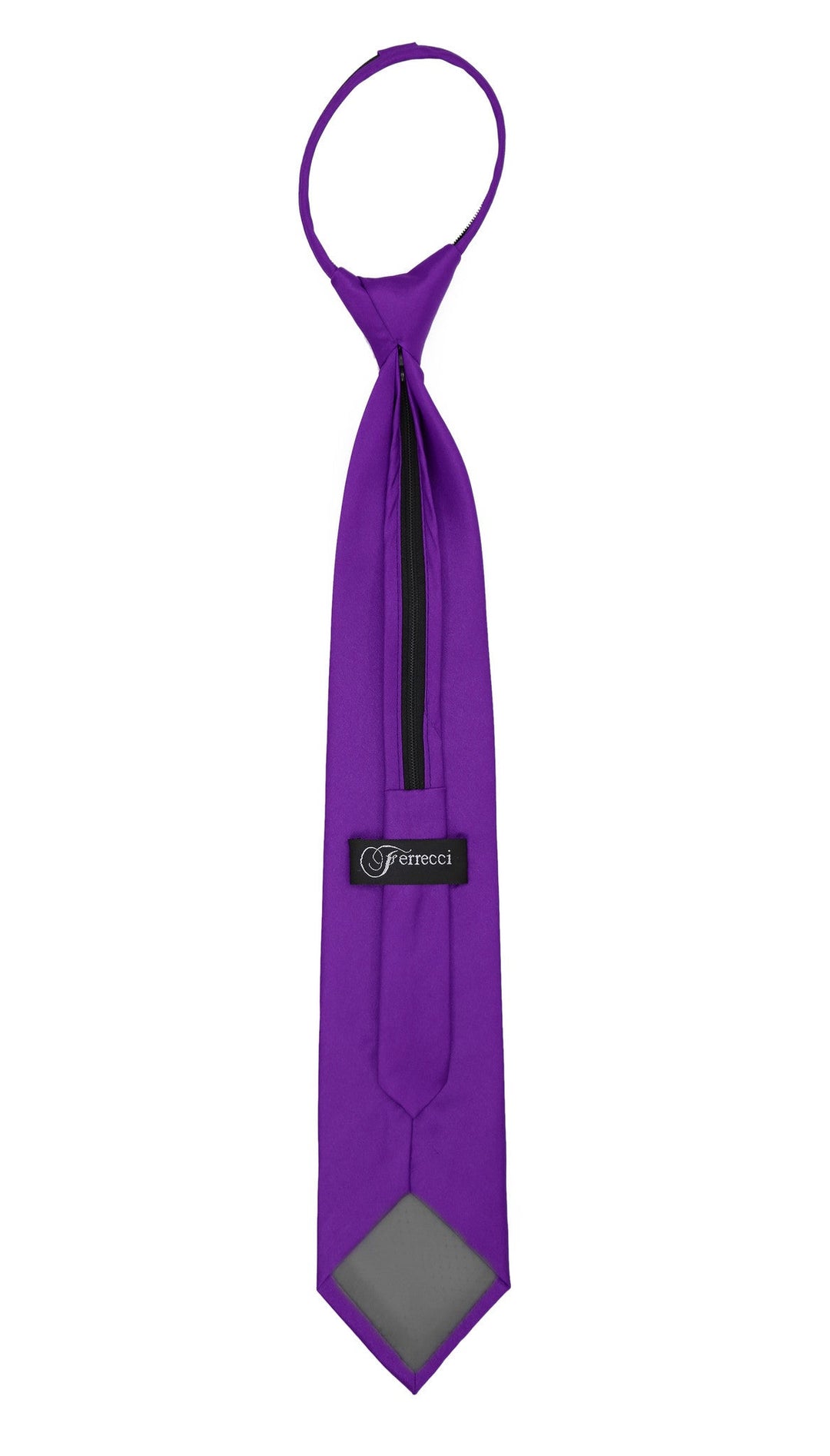 Satine Purple Zipper Tie with Hankie Set - FHYINC best men&