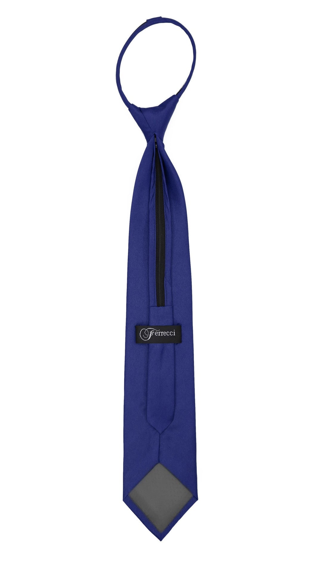 Satine Royal Blue Zipper Tie with Hankie Set - FHYINC best men&