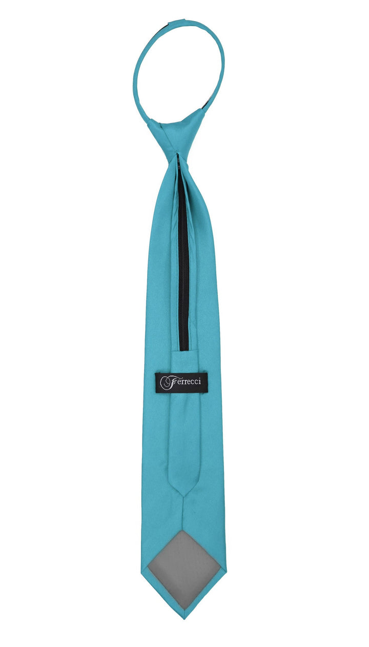 Satine Turquoise Zipper Tie with Hankie Set - FHYINC best men&