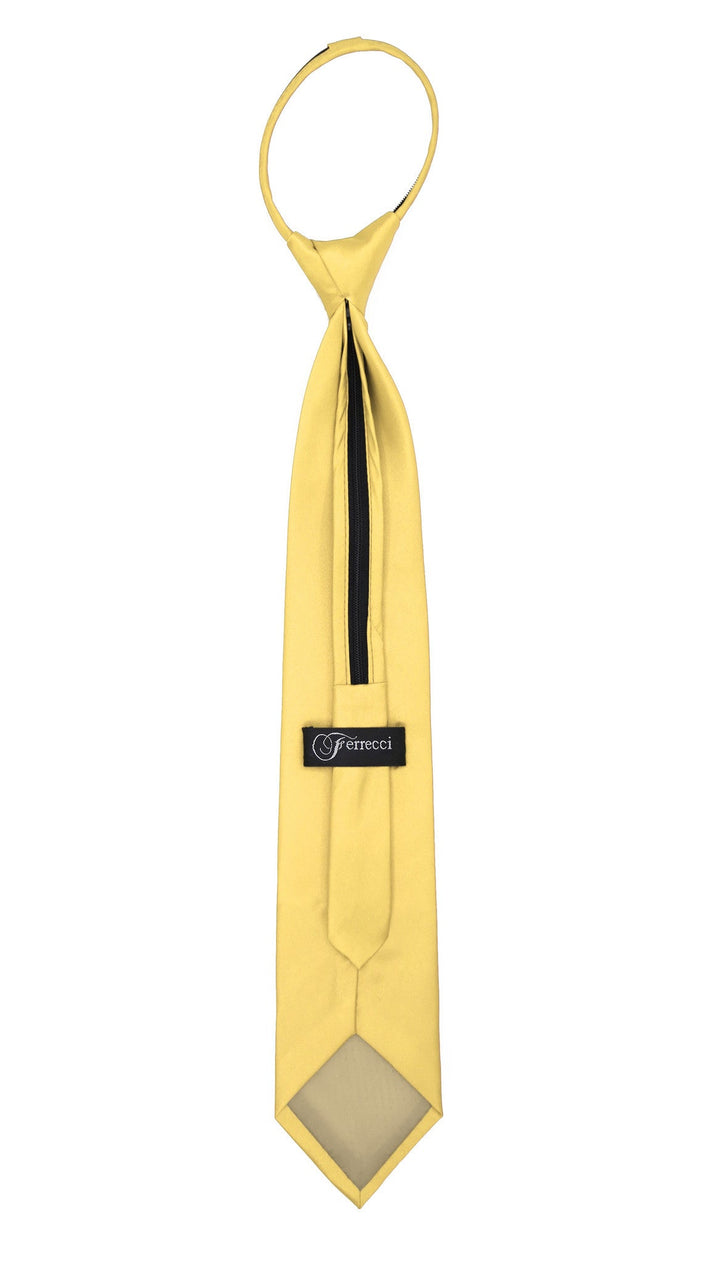 Satine Yellow Zipper Tie with Hankie Set - FHYINC best men&