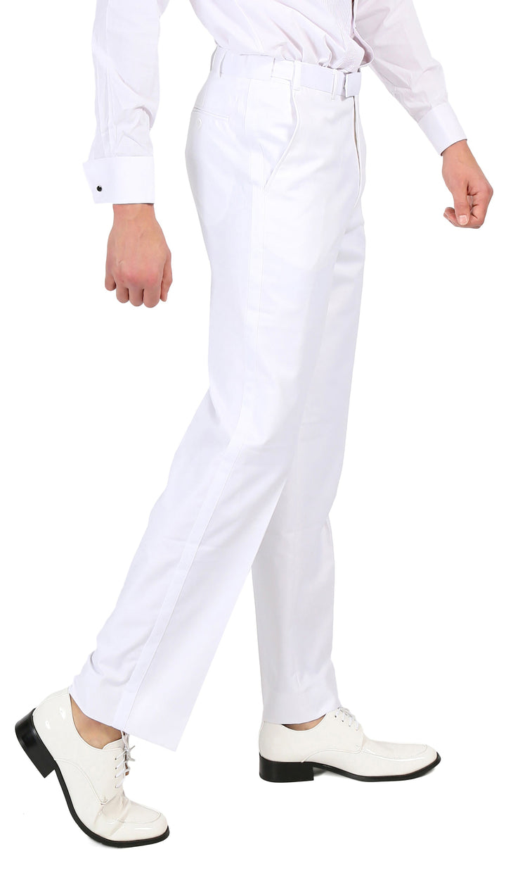 Premium Regular Fit White Tuxedo Dress Pants - FHYINC best men&