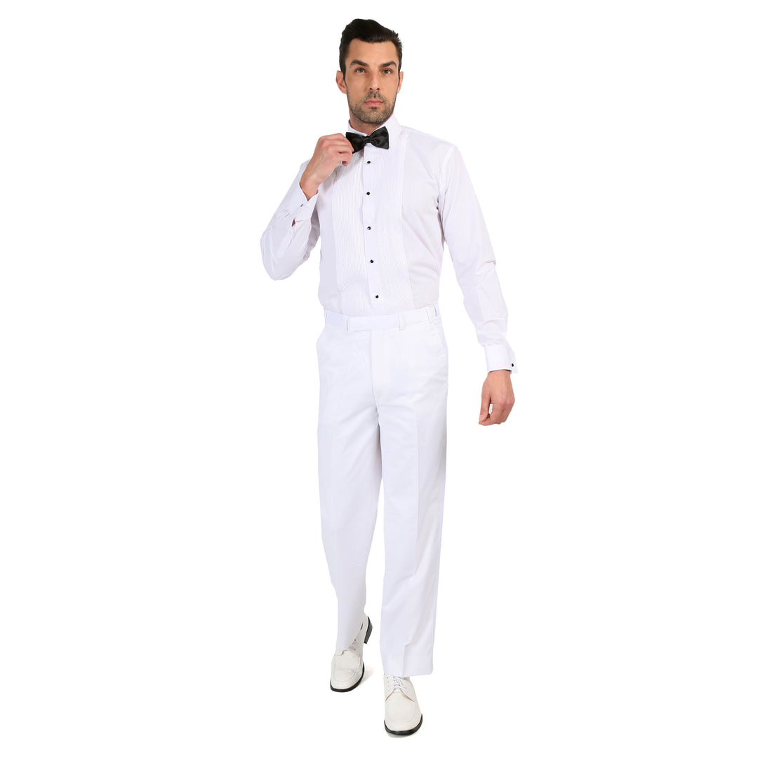 Premium Regular Fit White Tuxedo Dress Pants - FHYINC best men&