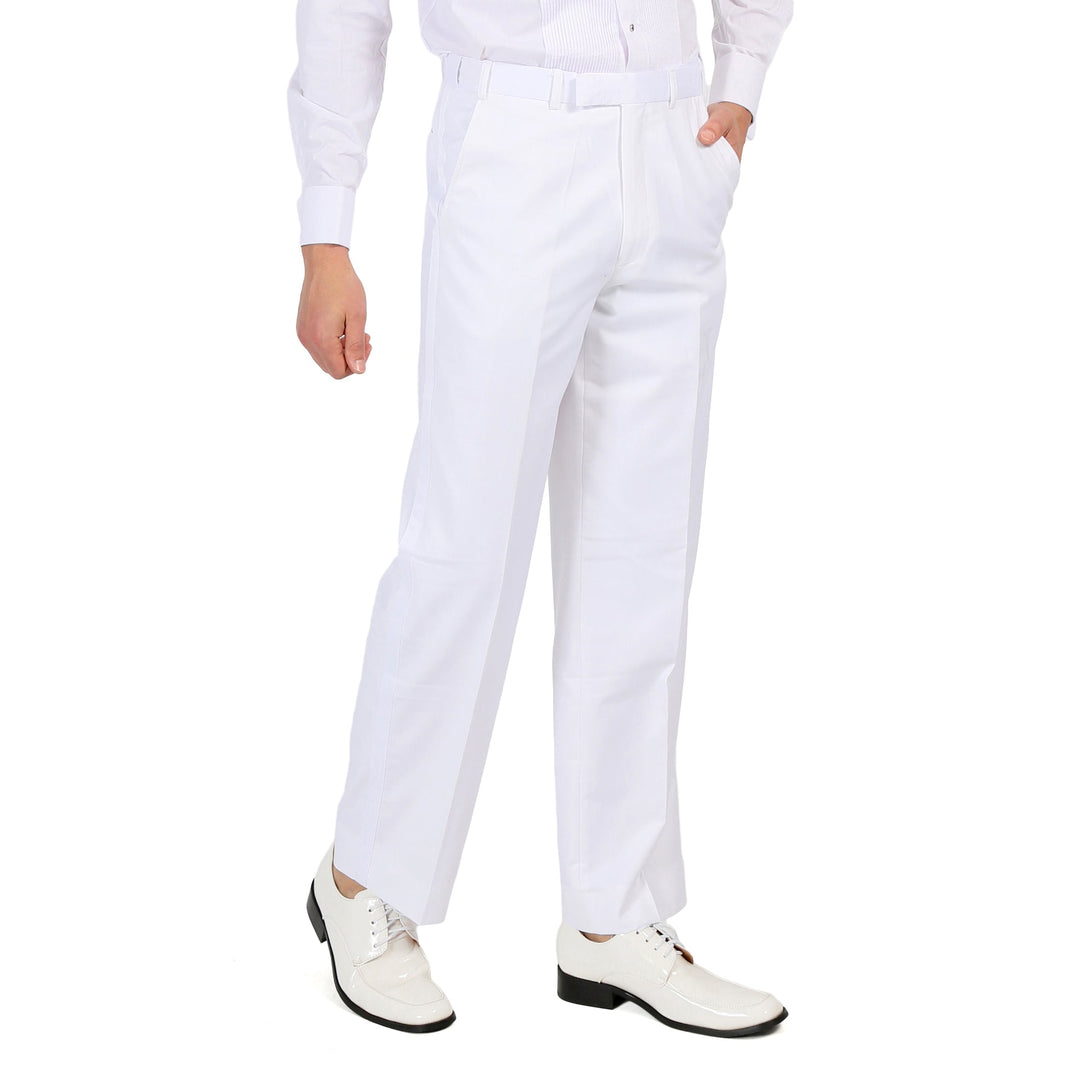 Premium Regular Fit White Tuxedo Dress Pants - FHYINC best men&