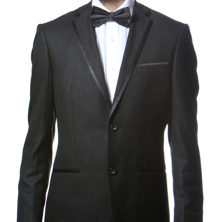 Slim Fit Notch Lapel TX100 Black 2pc Tuxedo - FHYINC best men&