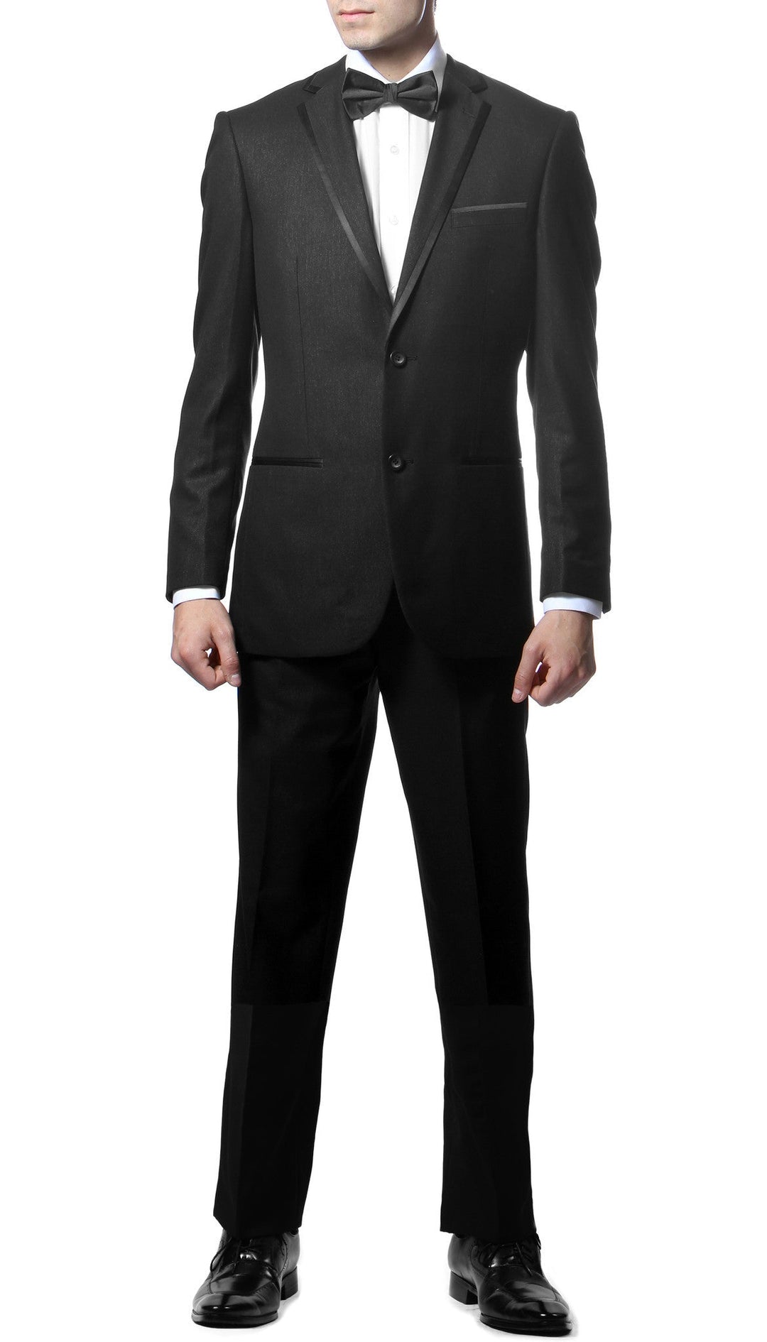 Slim Fit Notch Lapel TX100 Black 2pc Tuxedo - FHYINC best men&