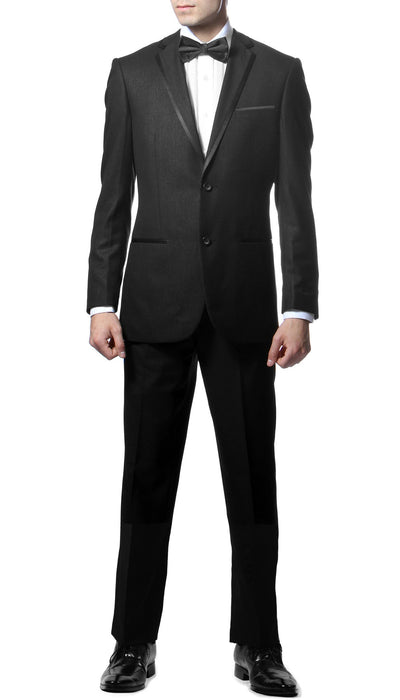 Slim Fit Notch Lapel TX100 Black 2pc Tuxedo - FHYINC best men's suits, tuxedos, formal men's wear wholesale