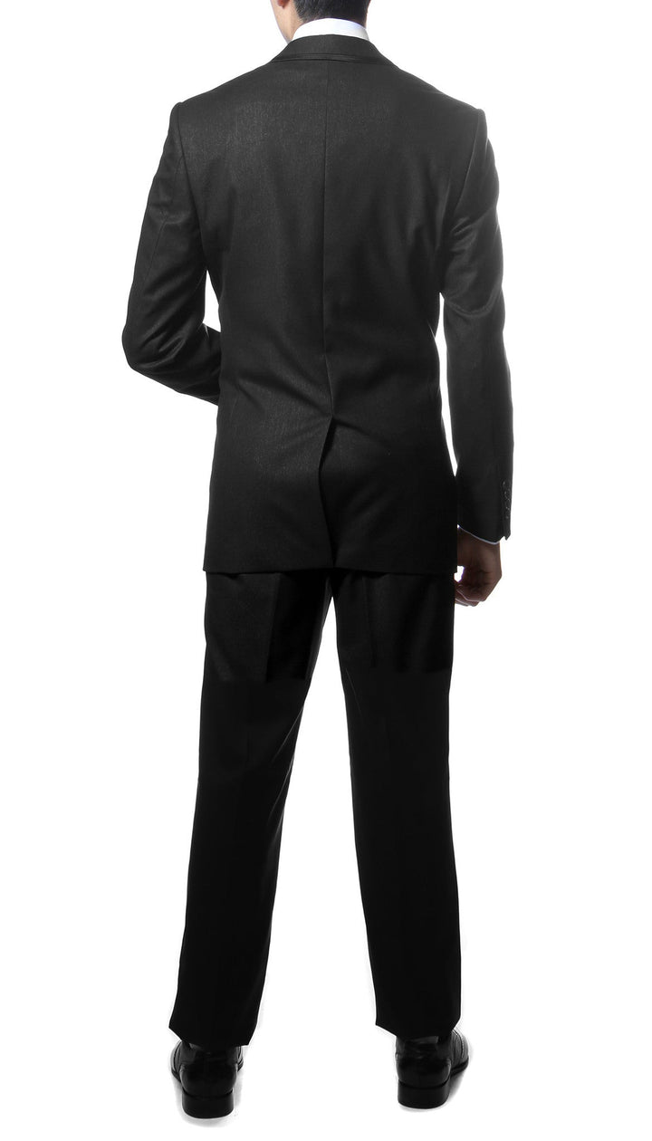 Slim Fit Notch Lapel TX100 Black 2pc Tuxedo - FHYINC best men&