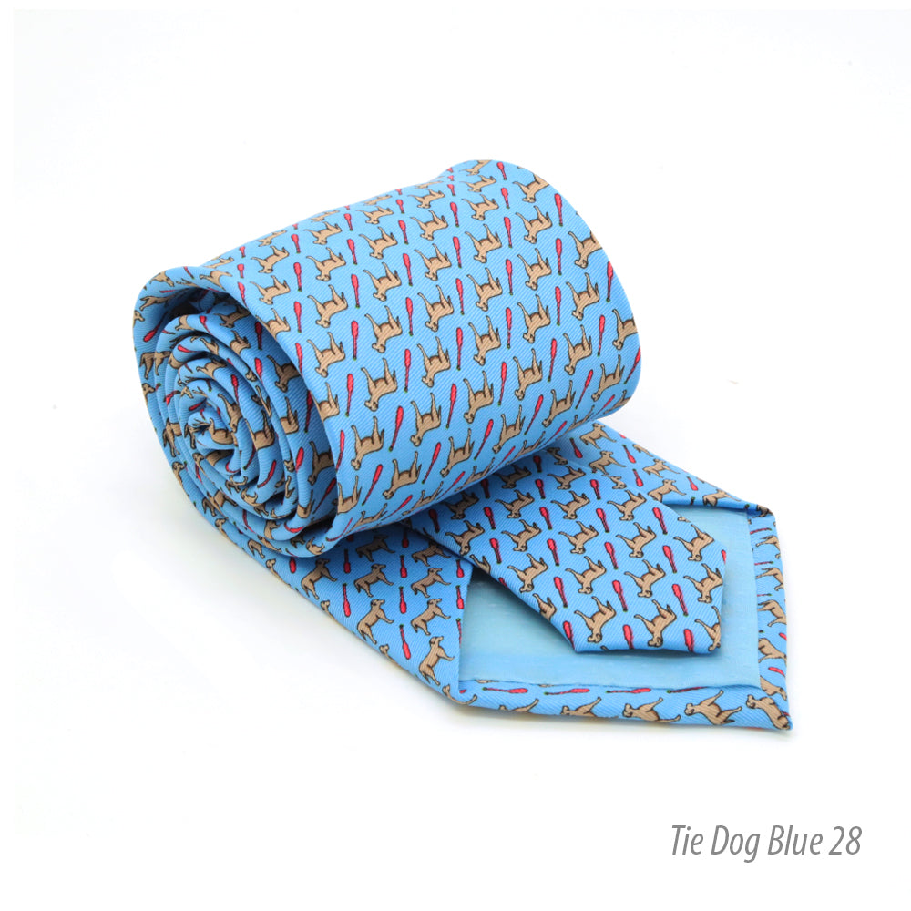 Dog Provence Blue Necktie with Handkerchief Set - FHYINC best men&