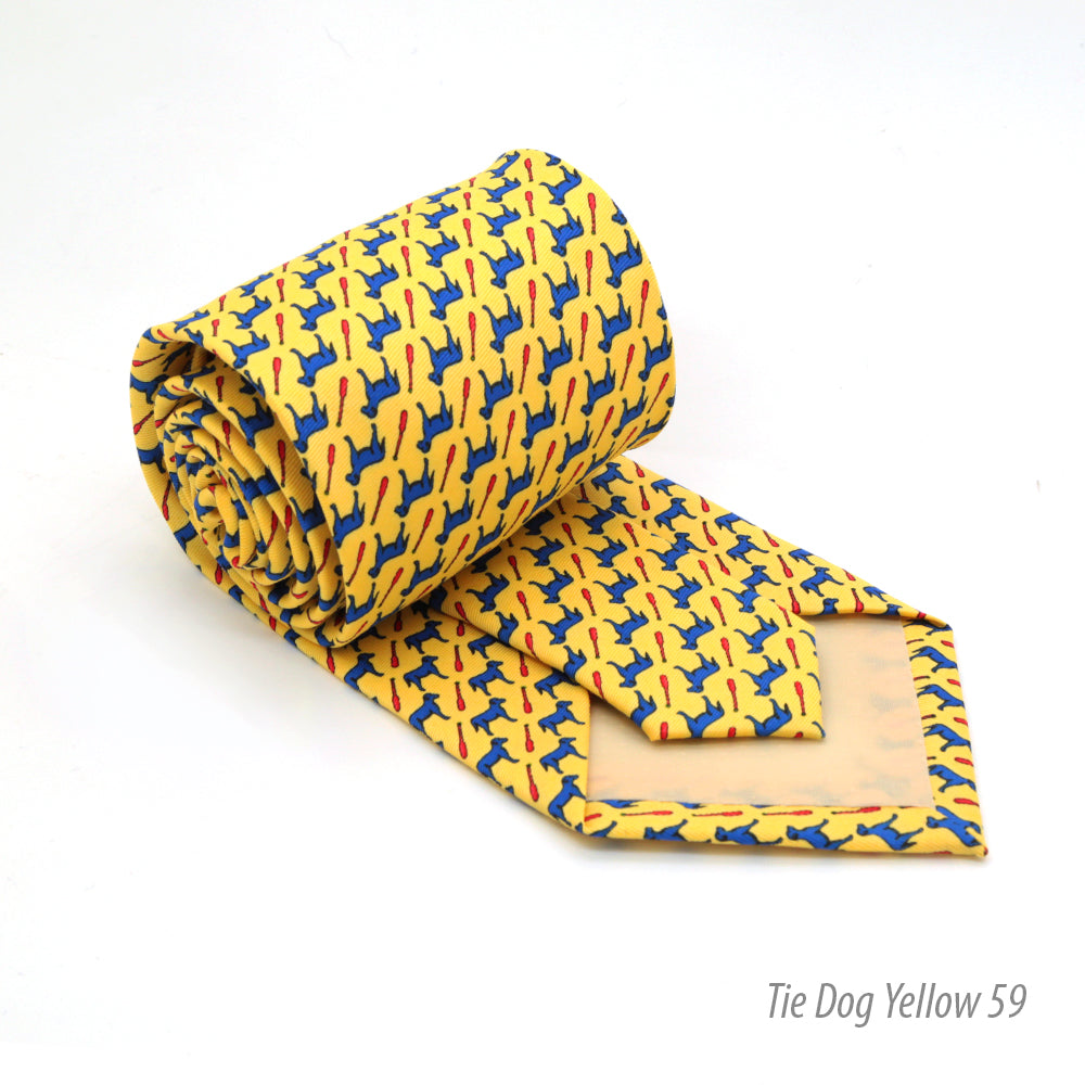 Dog Yellow Necktie with Handkerchief Set - FHYINC best men&