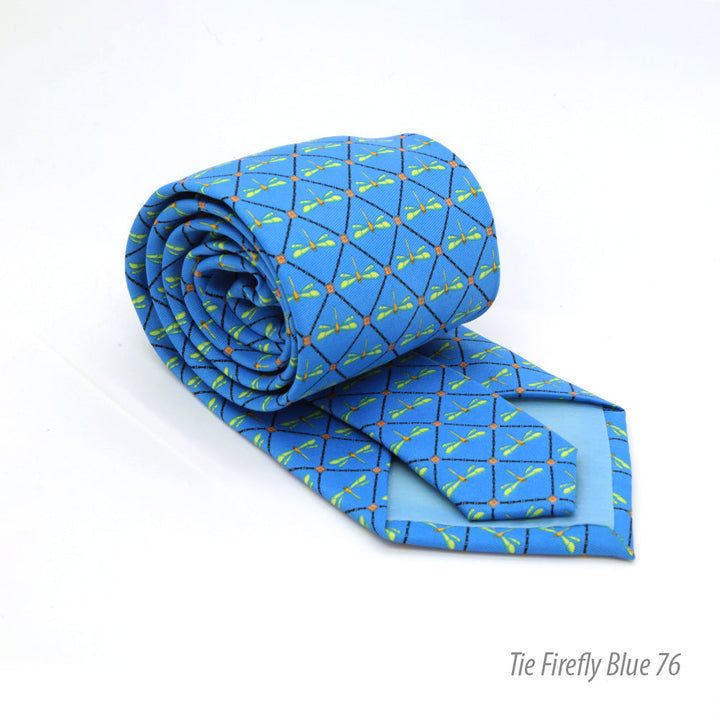 Firefly Blue Necktie with Handkerchief Set - FHYINC best men&