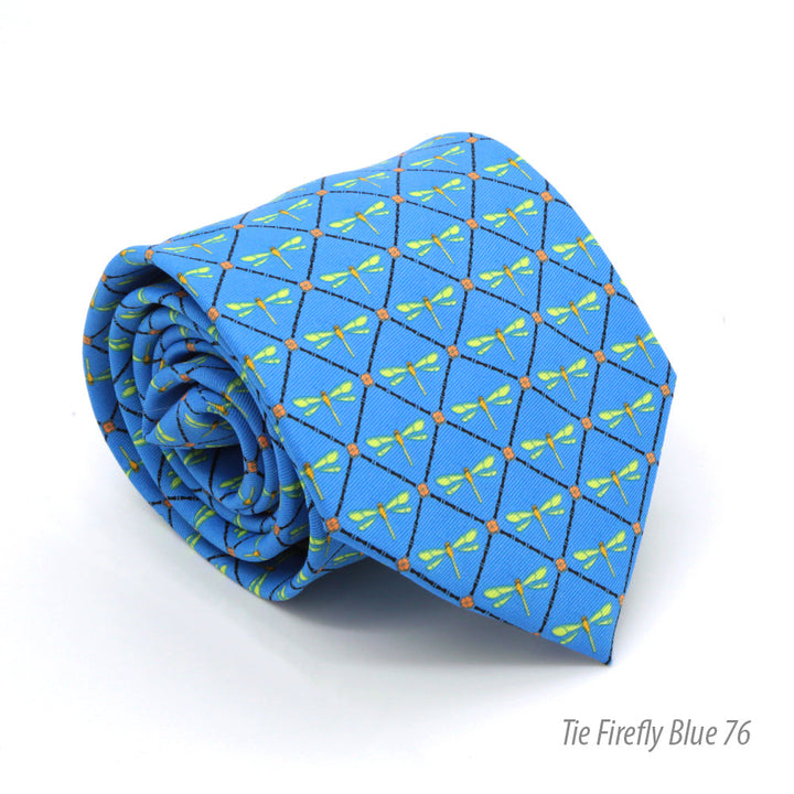 Firefly Blue Necktie with Handkerchief Set - FHYINC best men&