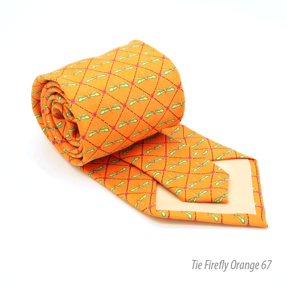 Firefly Orange Necktie with Handkerchief Set - FHYINC best men&