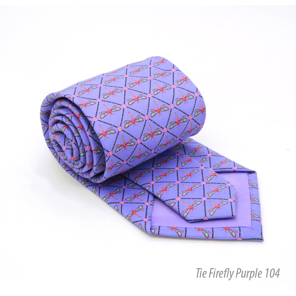 Firefly Purple Necktie with Handkerchief Set - FHYINC best men&