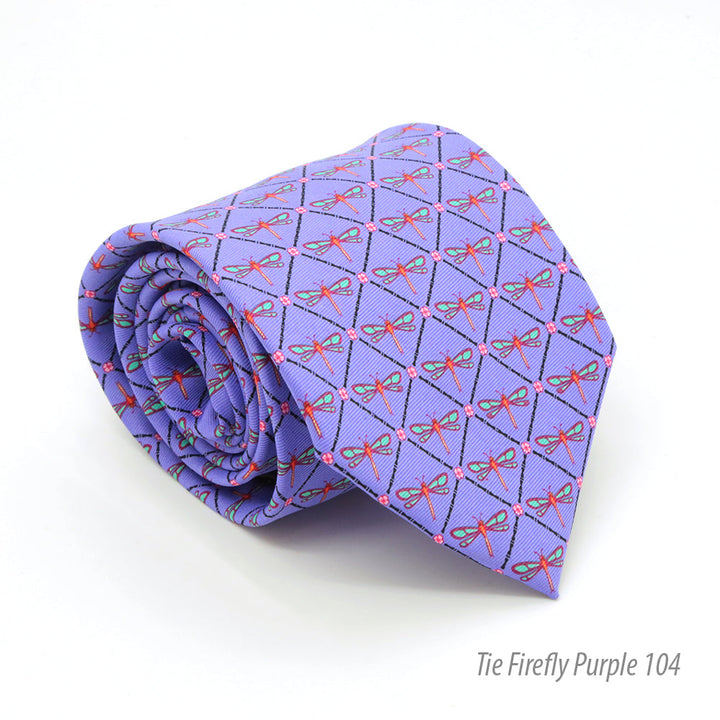 Firefly Purple Necktie with Handkerchief Set - FHYINC best men&
