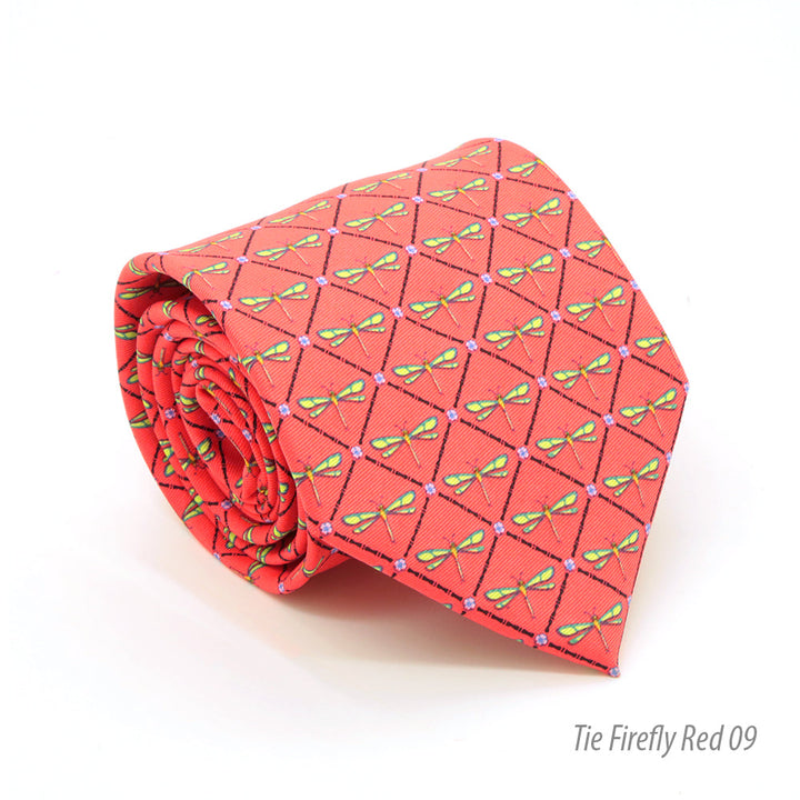 Firefly Red Necktie with Handkerchief Set - FHYINC best men&