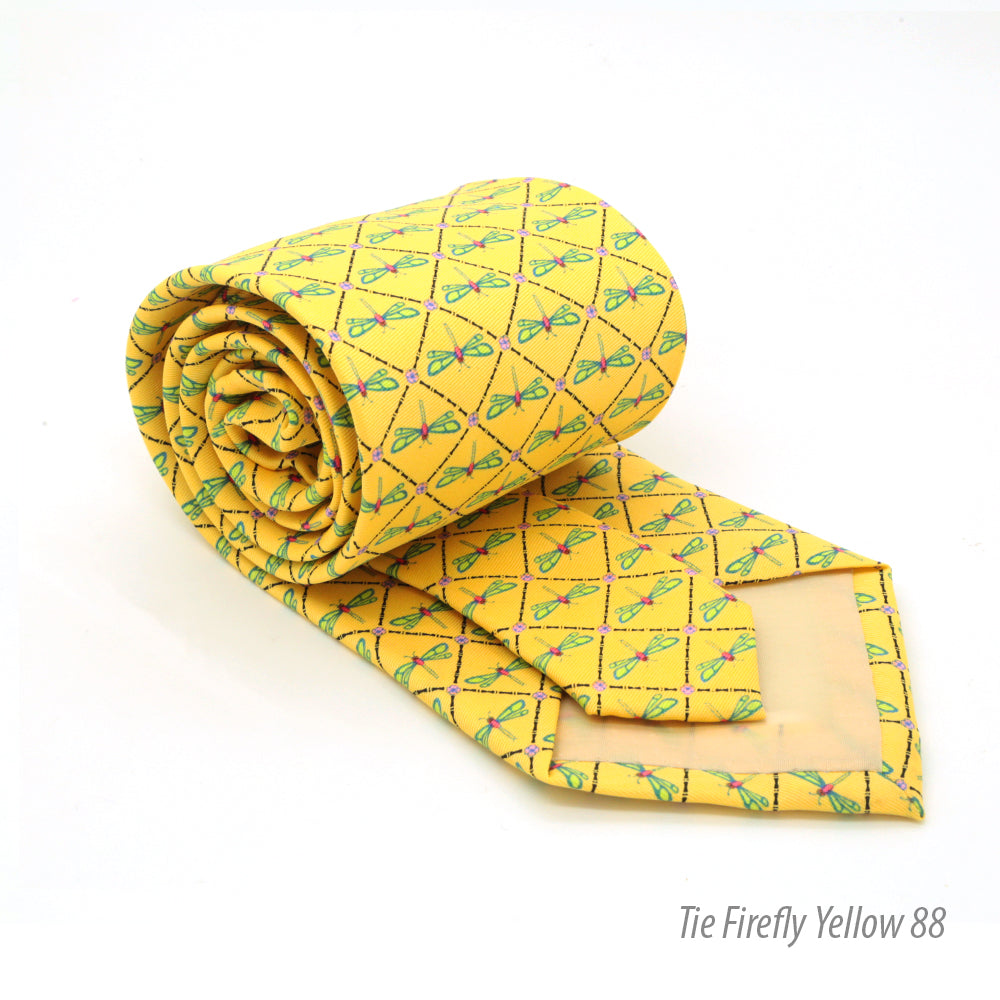 Firefly Yellow Necktie with Handkerchief Set - FHYINC best men&