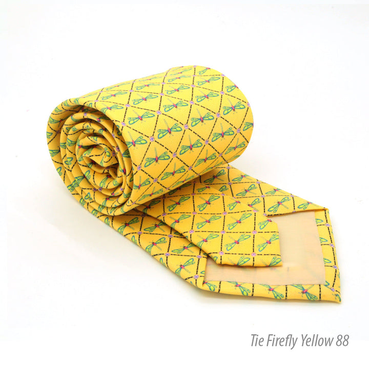 Firefly Yellow Necktie with Handkerchief Set - FHYINC best men&