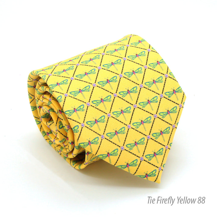 Firefly Yellow Necktie with Handkerchief Set - FHYINC best men&