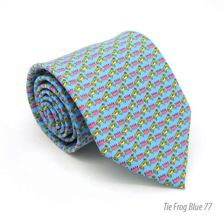 Frog Blue Necktie with Handkerchief Set - FHYINC best men&