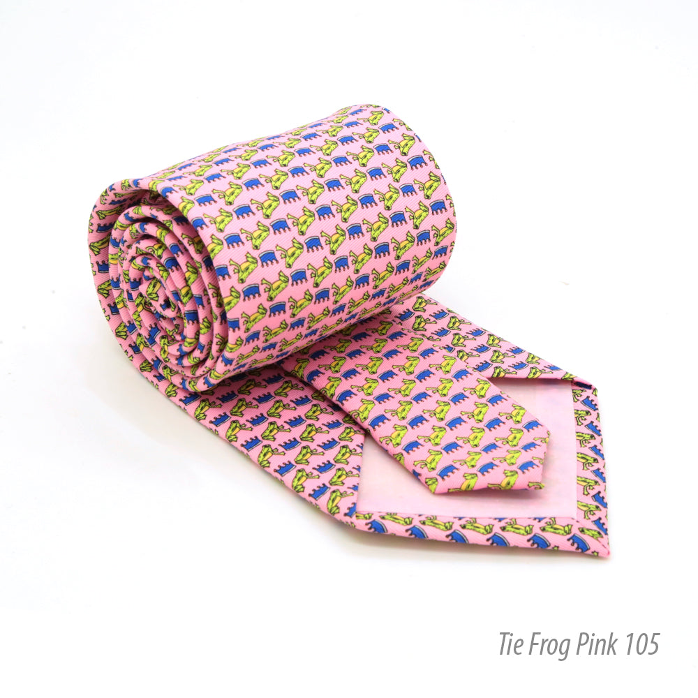 Frog Pink Necktie with Handkerchief Set - FHYINC best men&