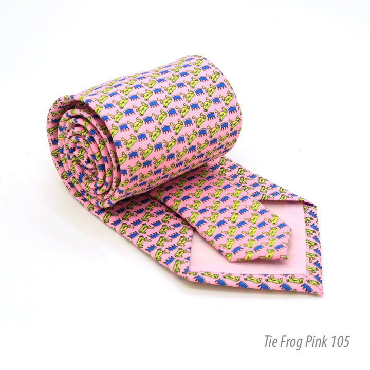 Frog Pink Necktie with Handkerchief Set - FHYINC best men&