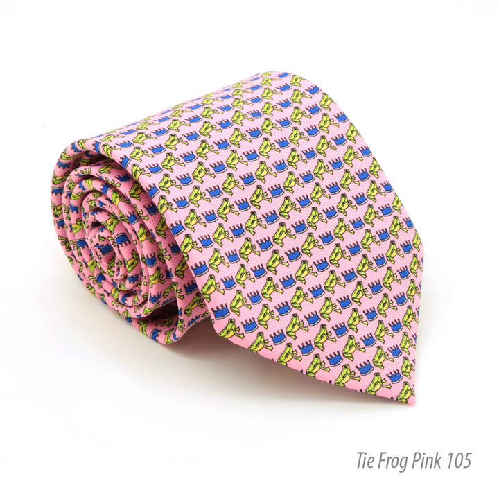 Frog Pink Necktie with Handkerchief Set - FHYINC best men&