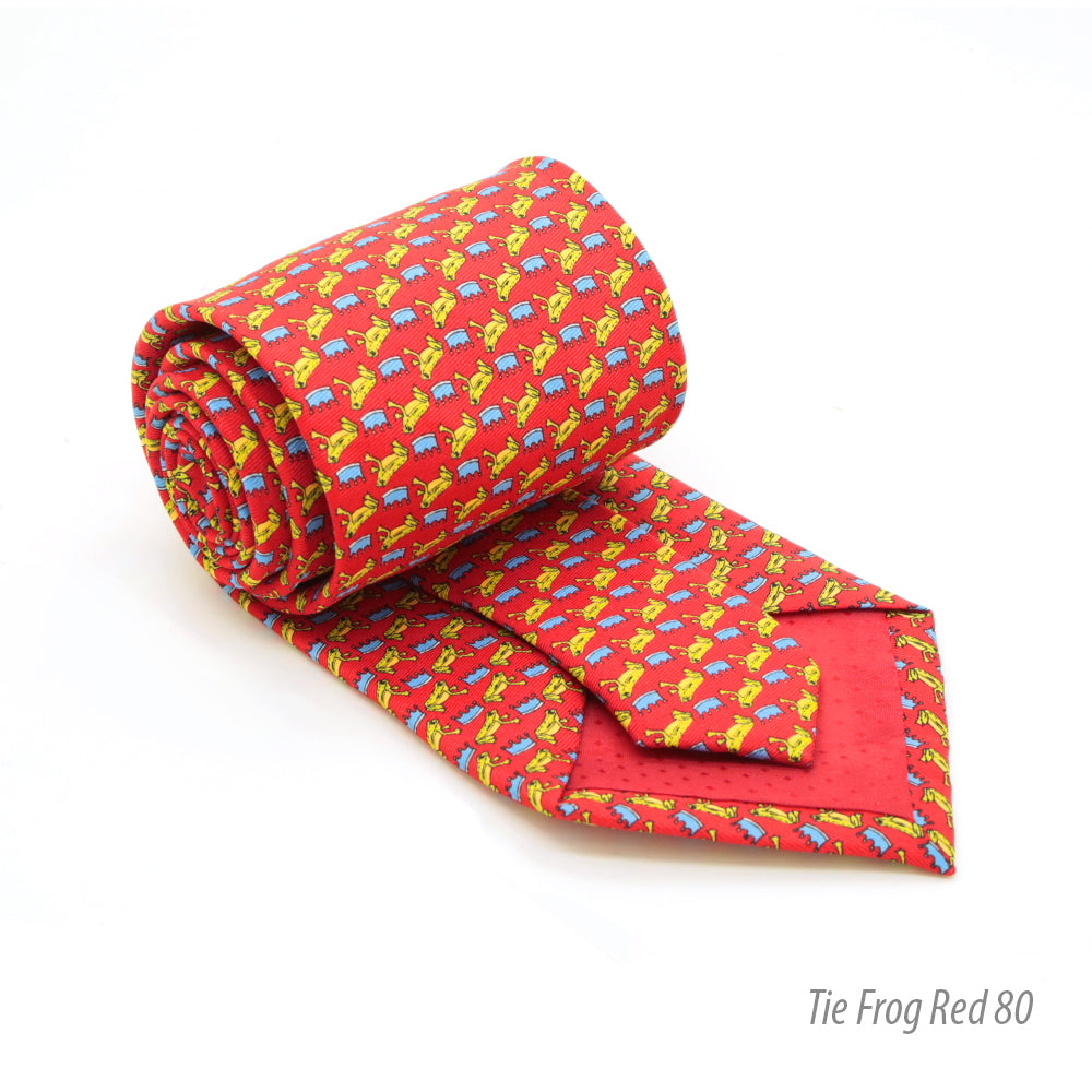Frog Red Necktie with Handkerchief Set - FHYINC best men&