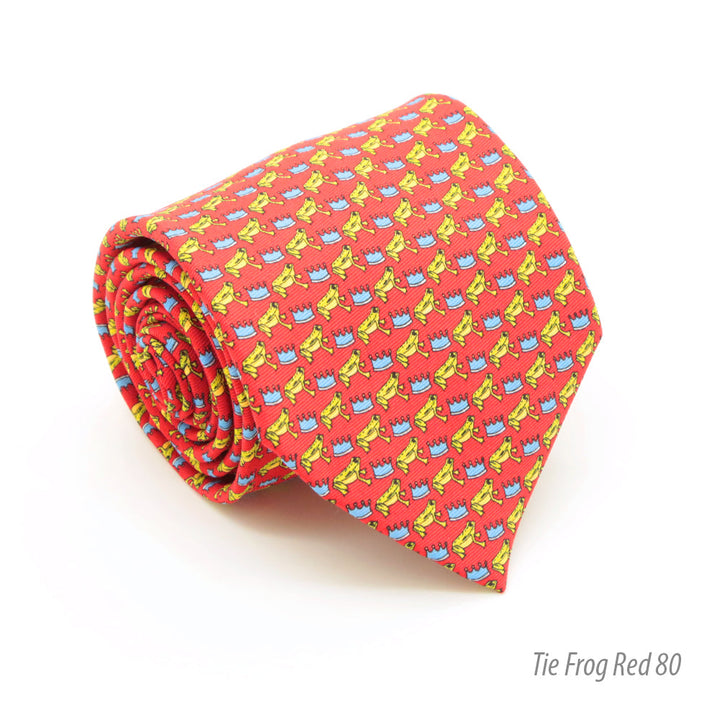 Frog Red Necktie with Handkerchief Set - FHYINC best men&