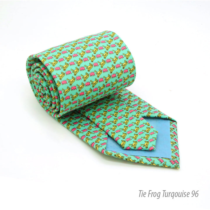 Frog Turquoise Necktie with Handkerchief Set - FHYINC best men&