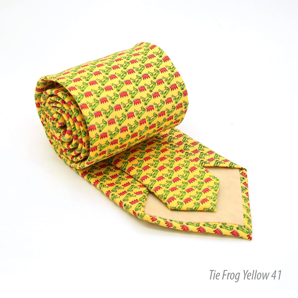 Frog Yellow Necktie with Handkerchief Set - FHYINC best men&