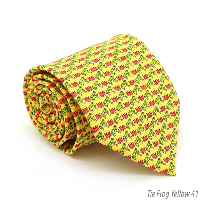 Frog Yellow Necktie with Handkerchief Set - FHYINC best men&