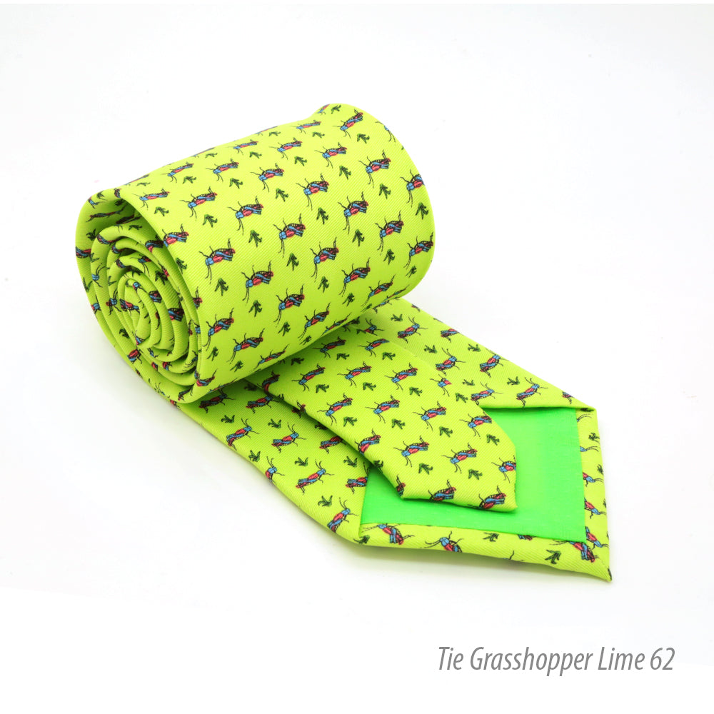 Grasshopper Lime Green Necktie with Handkerchief Set - FHYINC best men&