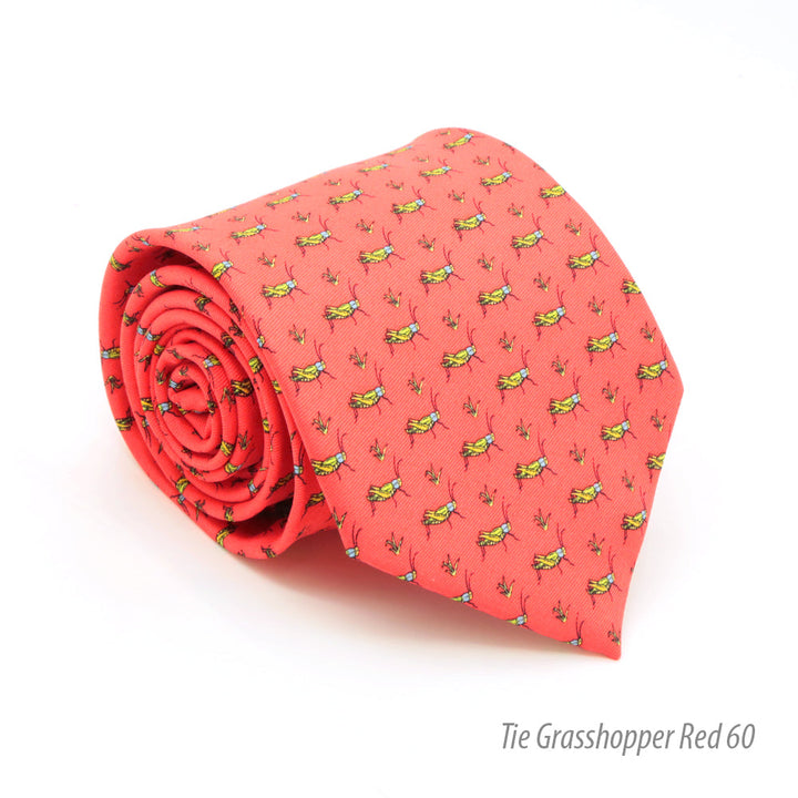 Grasshopper Red Necktie with Handkerchief Set - FHYINC best men&