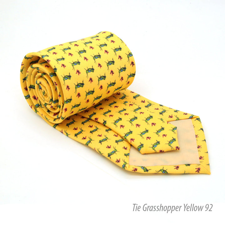 Grasshopper Yellow Necktie with Handkerchief Set - FHYINC best men&