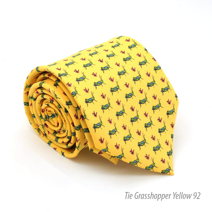 Grasshopper Yellow Necktie with Handkerchief Set - FHYINC best men&