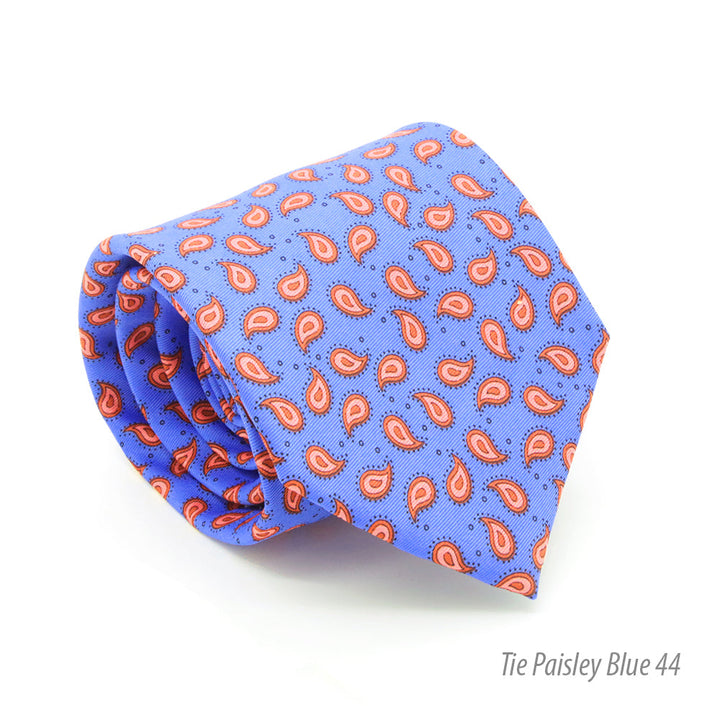 Paisley Blue Necktie with Handkerchief Set - FHYINC best men&