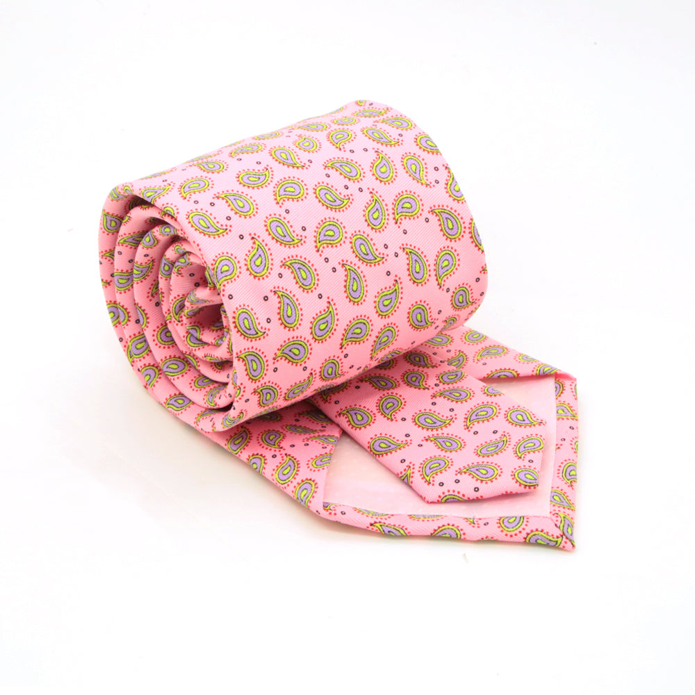Paisley Pink Necktie with Handkerchief Set - FHYINC best men&