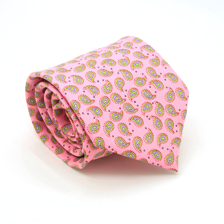 Paisley Pink Necktie with Handkerchief Set - FHYINC best men&