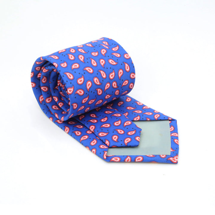 Paisley Royal Blue Necktie with Handkerchief Set - FHYINC best men&
