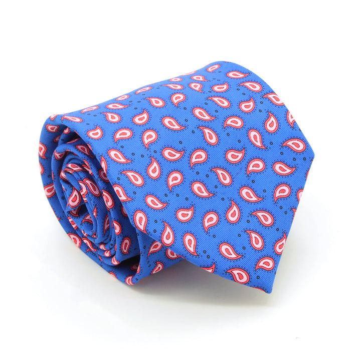 Paisley Royal Blue Necktie with Handkerchief Set - FHYINC best men&