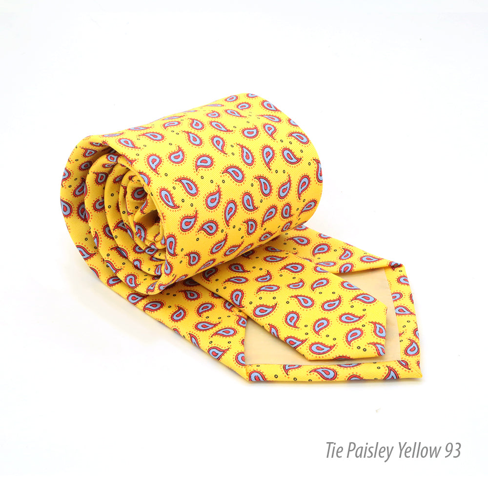 Paisley Yellow Necktie with Handkerchief Set - FHYINC best men&