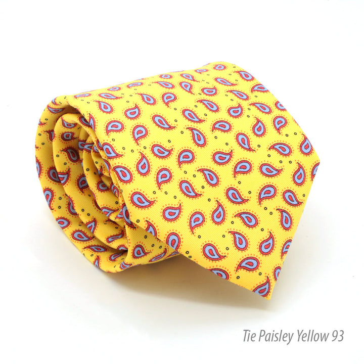 Paisley Yellow Necktie with Handkerchief Set - FHYINC best men&