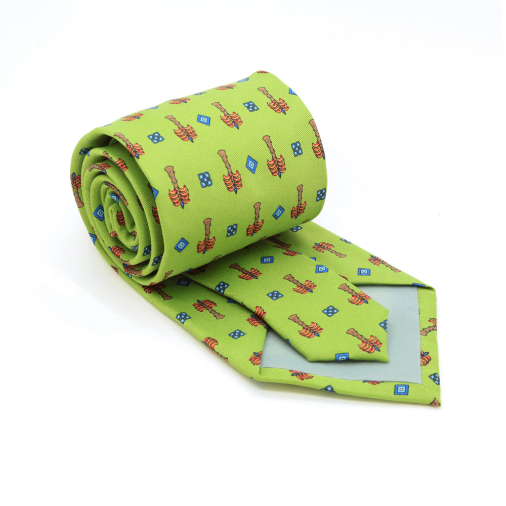 Palm Tree Green Necktie with Handkerchief Set - FHYINC best men&