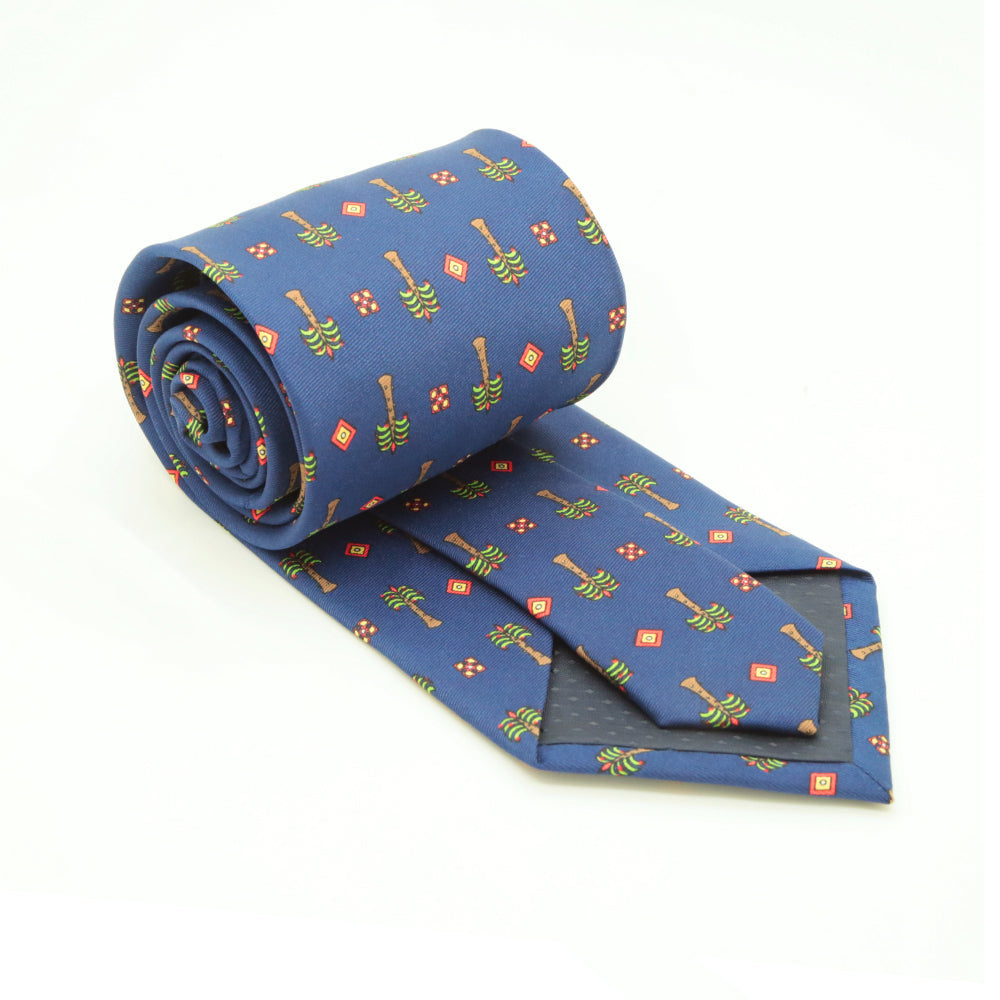 Palm Tree Navy Necktie with Handkerchief Set - FHYINC best men&