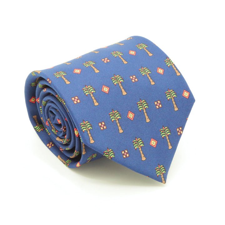 Palm Tree Navy Necktie with Handkerchief Set - FHYINC best men&