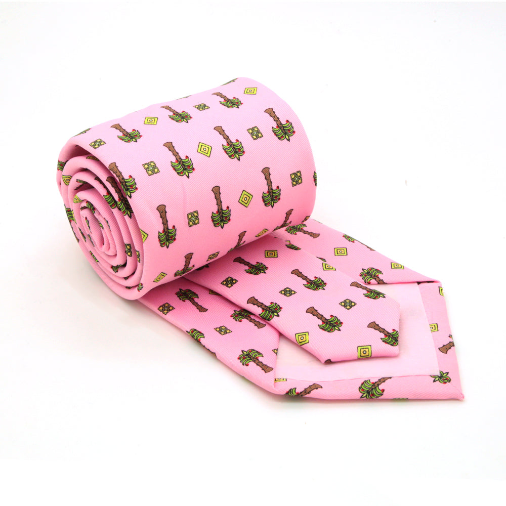 Palm Tree Pink Necktie with Handkerchief Set - FHYINC best men&