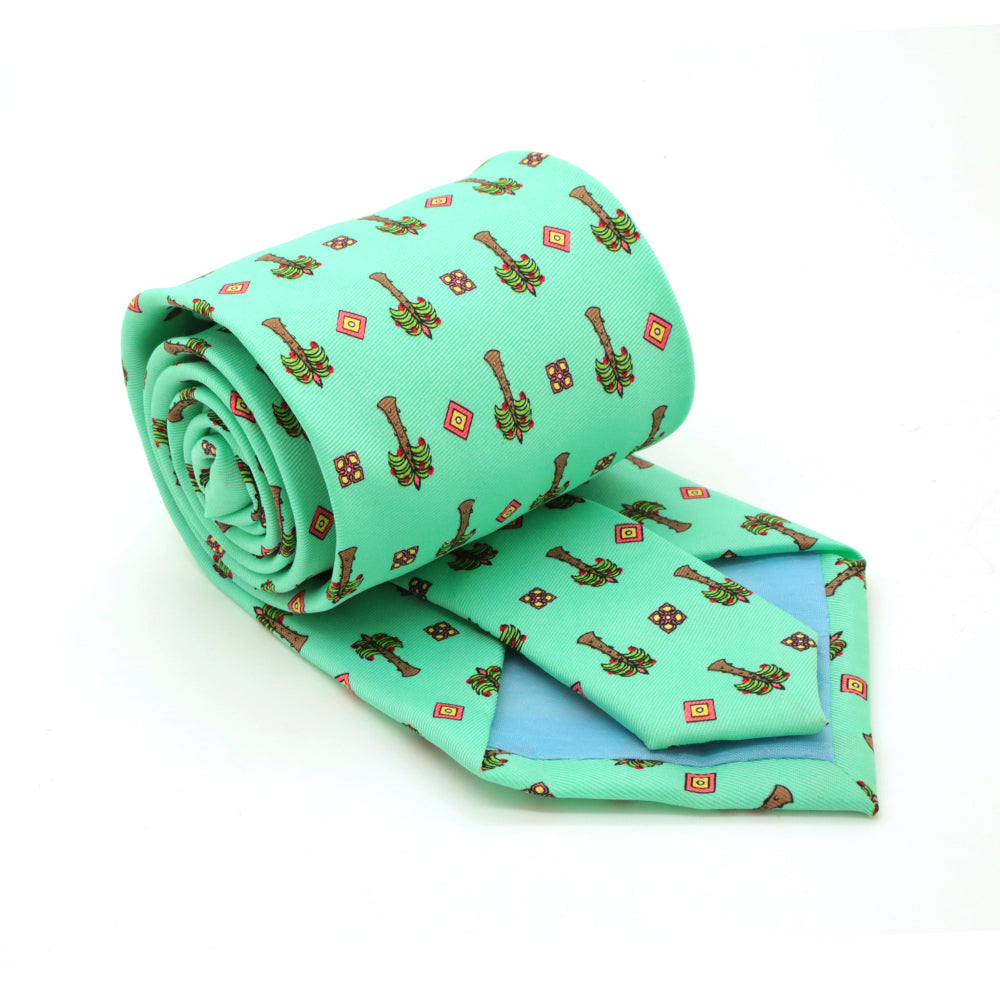 Palm Tree Turquoise Necktie with Handkerchief Set - FHYINC best men&