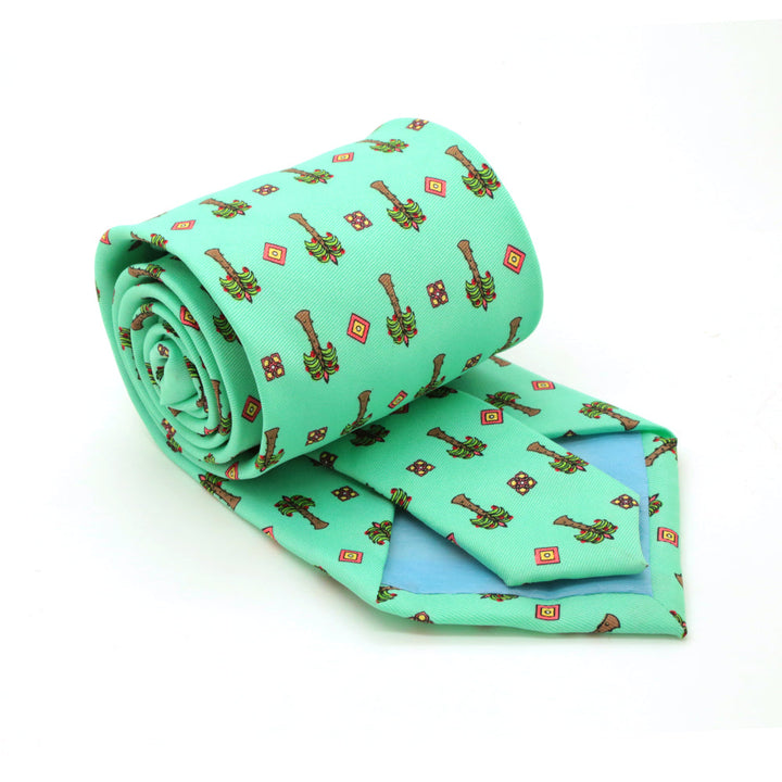 Palm Tree Turquoise Necktie with Handkerchief Set - FHYINC best men&